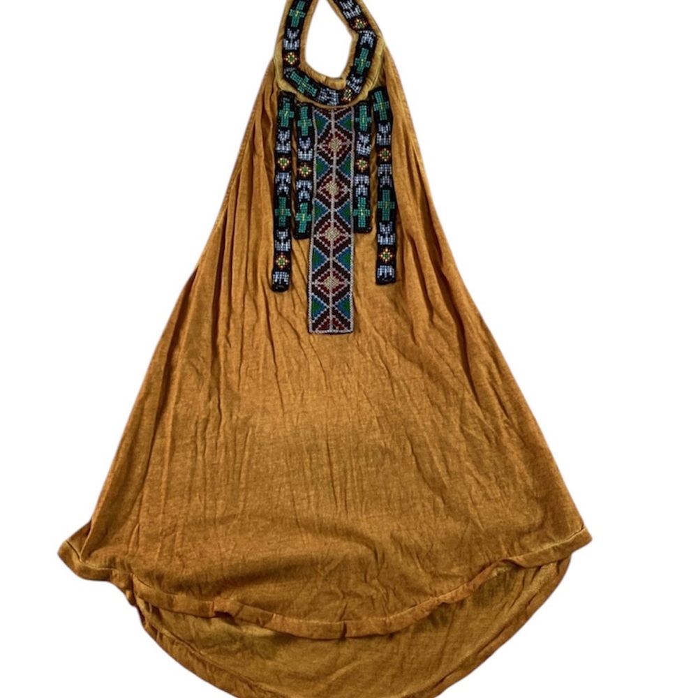 Womens Ecote’ Beadwork Beige Sleeveless Backless Blouse S